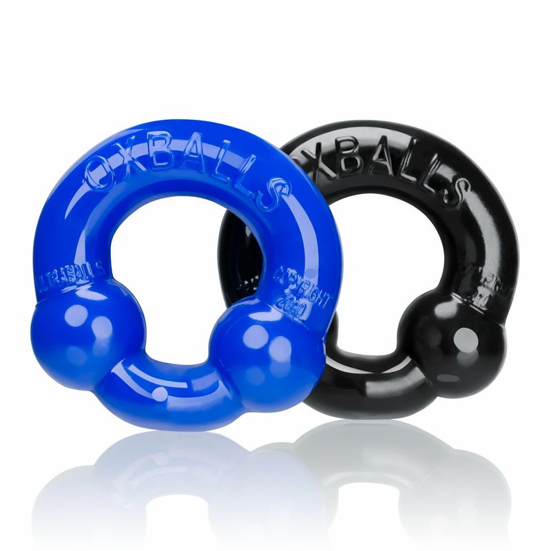 OxBalls - Ultraballs 2 Pack Cockring - Black And Police Blue
