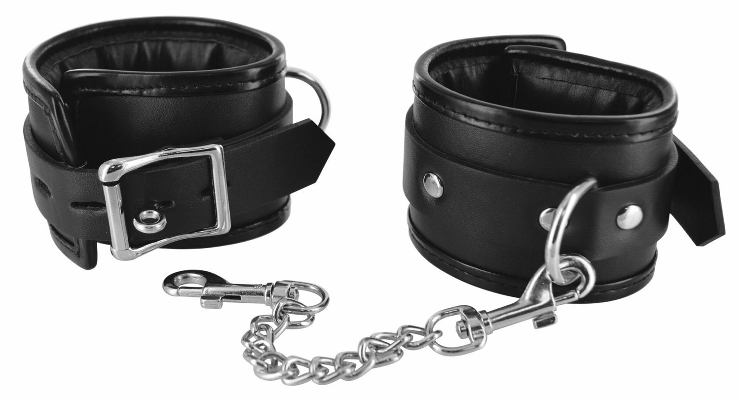 Strict - Locking Padded Wrist Cuffs w/ Chain Strict - Locking Padded Wrist Cuffs w/ Chain