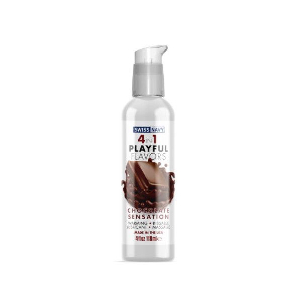 Swiss Navy - 4 in 1 Playful Flavours - Chocolate Sensation - 4oz/118mL Swiss Navy - 4 in 1 Playful Flavours - Chocolate Sensation - 4oz/118mL