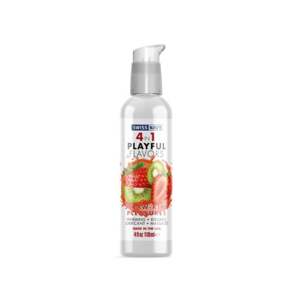Swiss Navy - 4 in 1 Playful Flavours - Strawberry/Kiwi Pleasure - 4oz/118mL Swiss Navy - 4 in 1 Playful Flavours - Strawberry/Kiwi Pleasure - 4oz/118mL