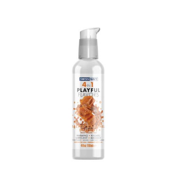Swiss Navy - 4 in 1 Playful Flavours - Salted Caramel Delight - 4oz/118mL Swiss Navy - 4 in 1 Playful Flavours - Salted Caramel Delight - 4oz/118mL