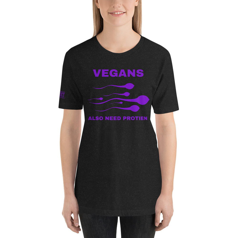 Vegans Also Need Protien TShirt Purple Vegans Also Need Protien TShirt Purple, Size: XS