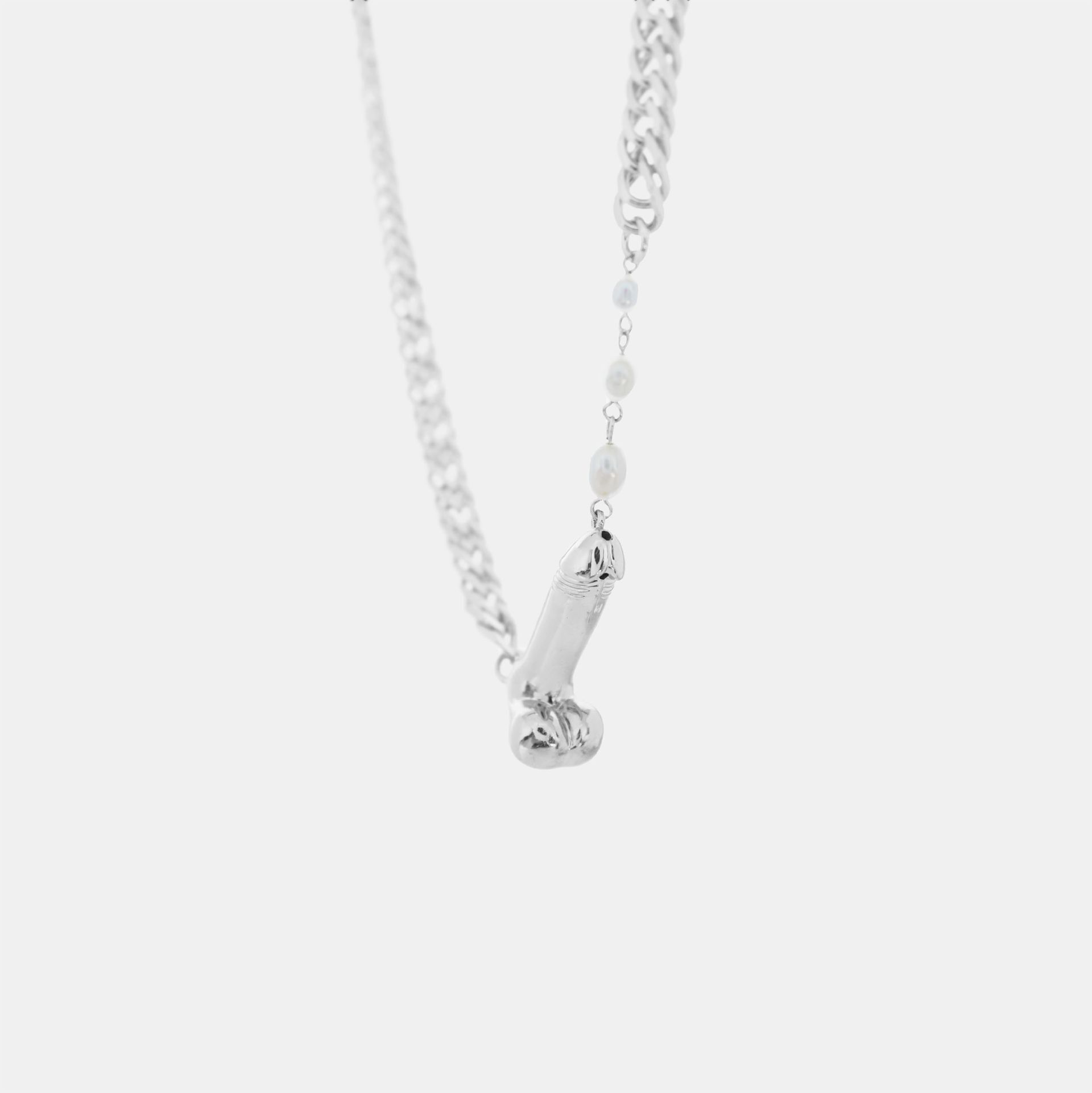 Hoemo World - Pearl Shooter Dick Chunky Pendant Necklace - Silver