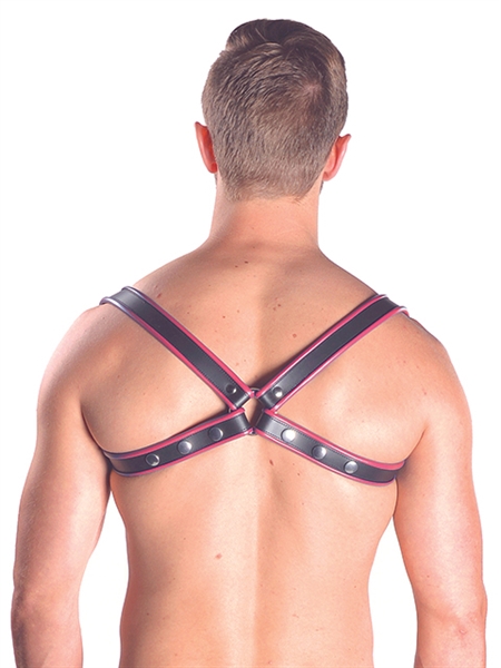 Mister B - Premium Leather Sling Harness - Red/Black