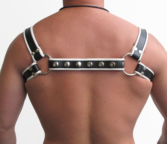 Mister B - Leather Halter Harness - White/Black