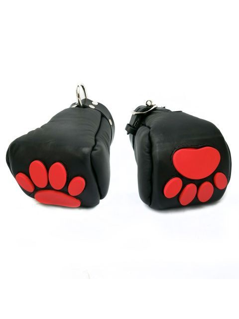 Mister B - Leather Puppy Paws - Black Red