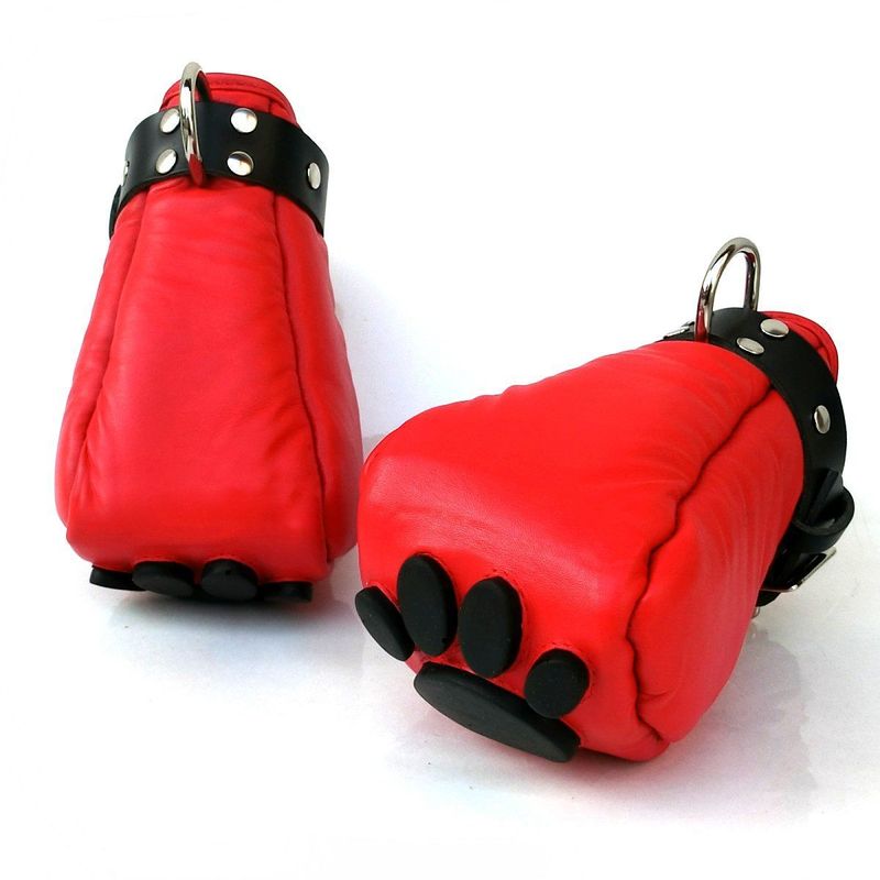 Mister B - Leather Puppy Paws - Red Black Mister B - Leather Puppy Paws - Red Black