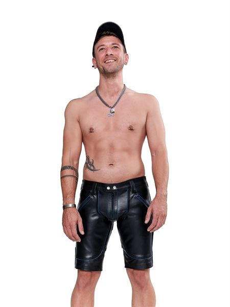 Mister B - Leather FXXXer Shorts - Black/Blue