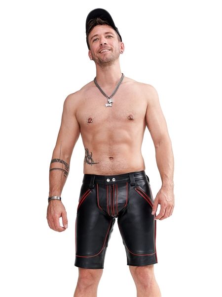 Mister B - Leather FXXXer Shorts - Black/Red Mister B - Leather FXXXer Shorts - Black/Red