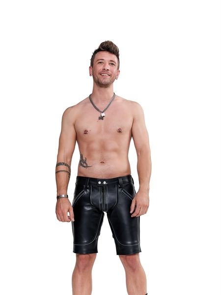 Mister B - Leather FXXXer Shorts - Black/Grey