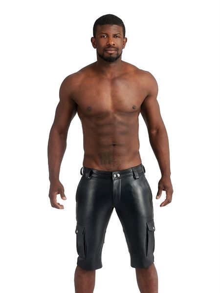 Mister B - Leather Cargo Shorts - Black Mister B - Leather Cargo Shorts - Black