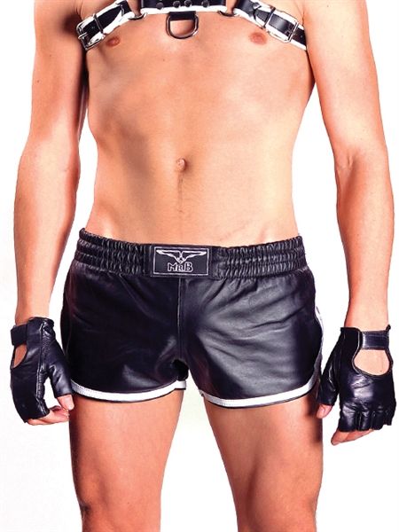 Mister B - Leather Sport Shorts - Black/White