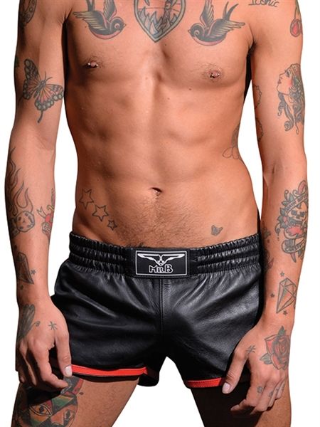 Mister B - Leather Sport Shorts - Black/Red