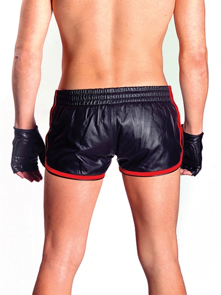 Mister B - Leather Sport Shorts - Black/Red