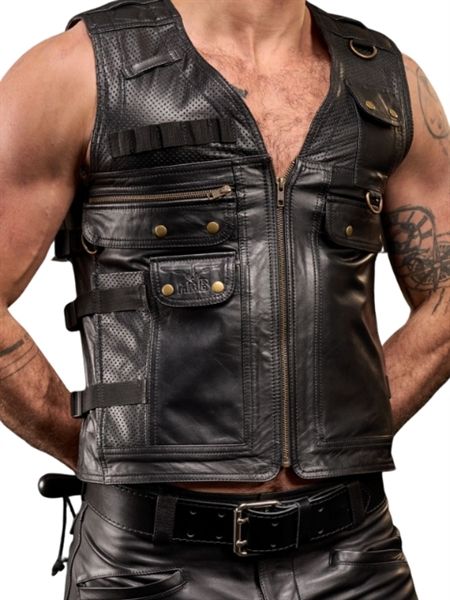 Mister B - Leather Utility Vest - Gold Mister B - Leather Utility Vest - Gold