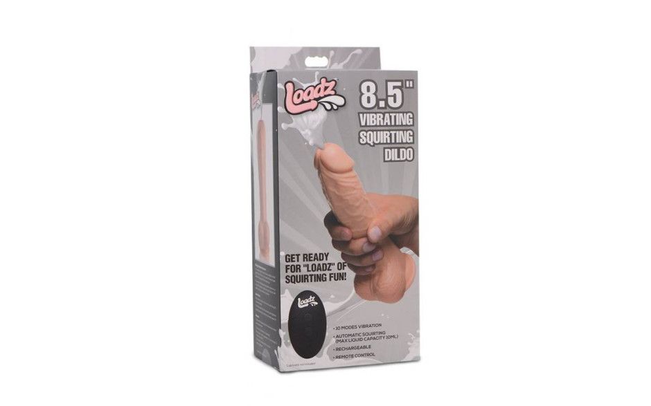 Loadz - 8.5in Dual Density Squirting Dildo w Remote - Light Skin Tone