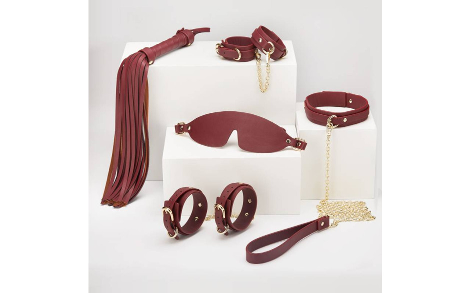 Daytona - 8 Pc Deluxe Bondage Play Kit - Burgundy Gold