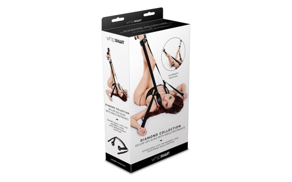 WhipSmart - Diamond Deluxe Sex Swing w Ankle Restraints - Black