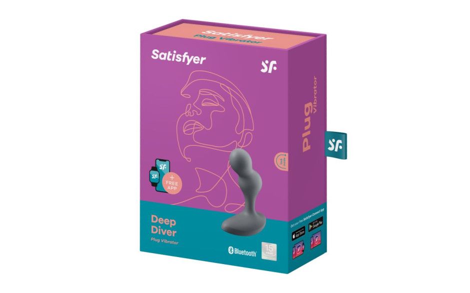 Satisfyer - Deep Diver Vibrating Connect App Anal Plug - Grey