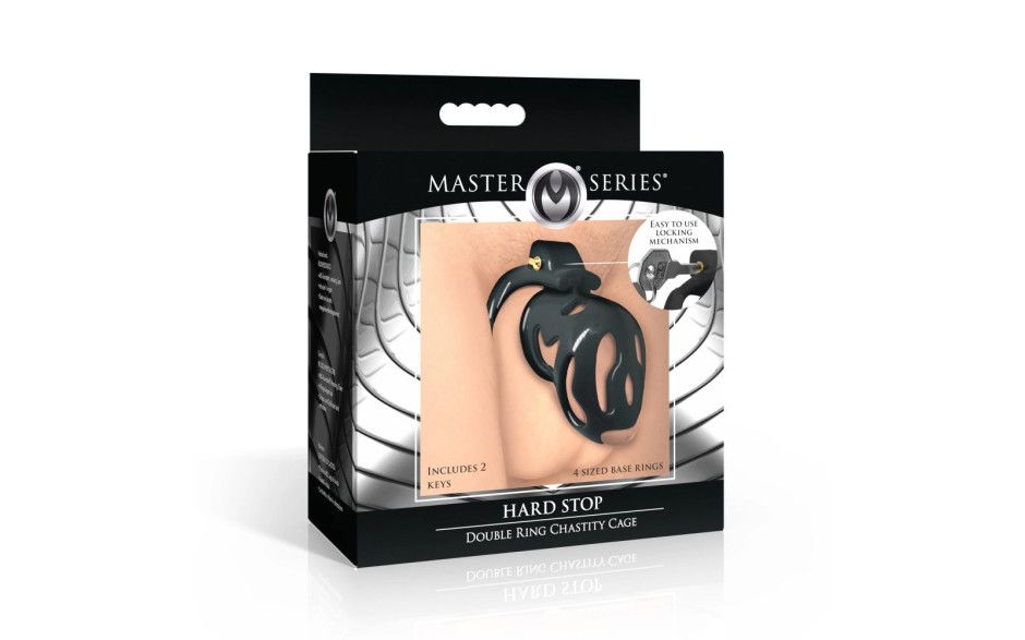 Master Series - Hard Stop Double Ring Chastity Cage Master Series - Hard Stop Double Ring Chastity Cage