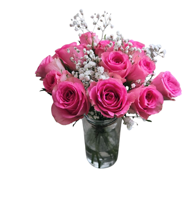 Pink Roses with Gyposophila