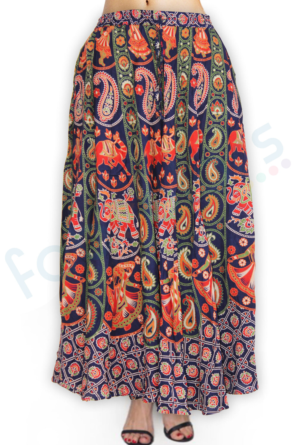Cotton Rajasthani Long Skirt Multi Color