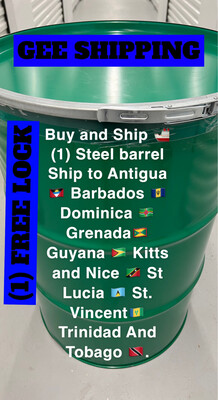 Buy and Ship (1) Steel Barrel to Antigua🇦🇬 Barbados🇧🇧 Dominica🇩🇲 Grenada🇬🇩Guyana 🇬🇾 Kitts and Nice 🇰🇳 Jamaica Kingston🇯🇲 St Lucia 🇱🇨 St. Vincent🇻🇨 Trinidad & Tobago🇹🇹.