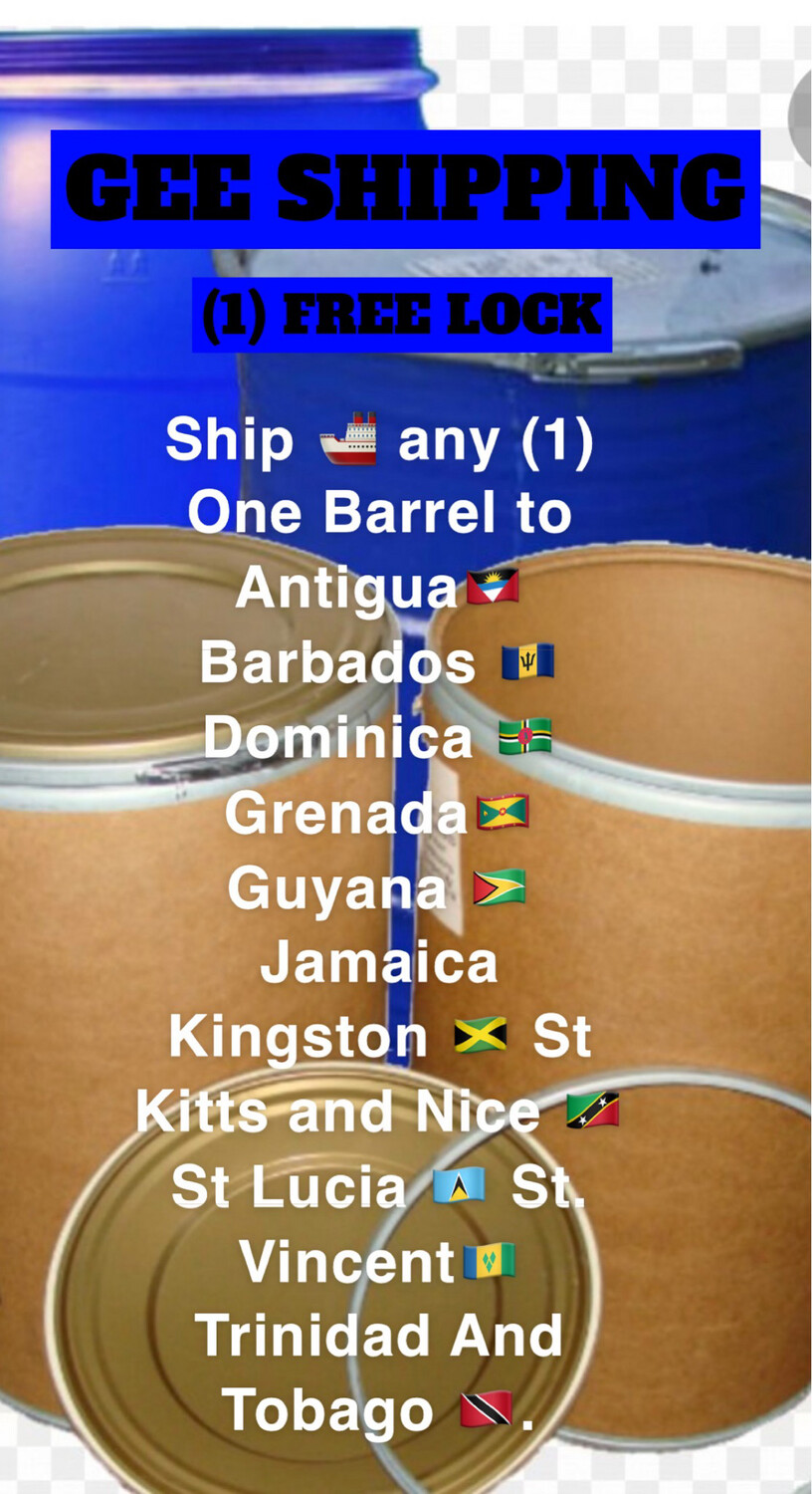 Ship 🚢 any (1) One Barrel to Antigua🇦🇬 Barbados 🇧🇧 Dominica 🇩🇲 Grenada🇬🇩 Guyana 🇬🇾 Jamaica Kingston 🇯🇲 St Kitts and Nice 🇰🇳 St Lucia 🇱🇨 St. Vincent🇻🇨 Trinidad And Tobago 🇹🇹.​ 