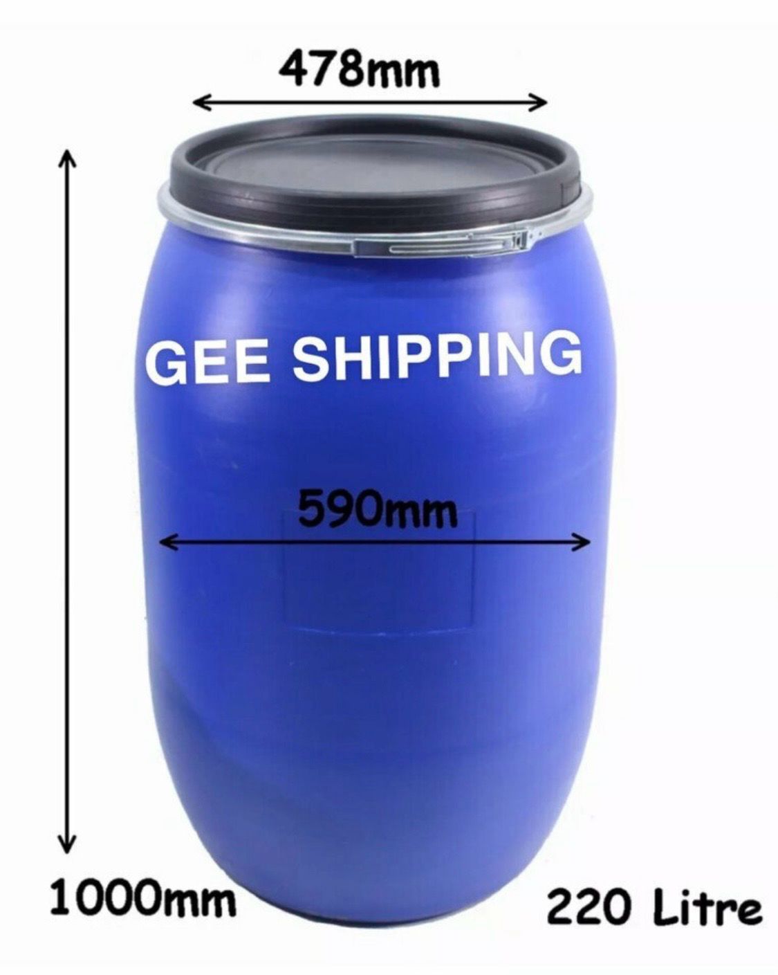 Buy (1) Brand-New 220 L Ltr Litre Plastic Blue Open Top Keg Drum Barrel for Storage Food Grade with Lid UN Approved Shipping Food Cooking