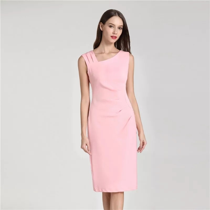 Summer Pink Sexy Dresses Party Night Club Dress 2020 Sleeveless Black Office Bodycon Dresses Robe Femme Vestiti Donna K18901