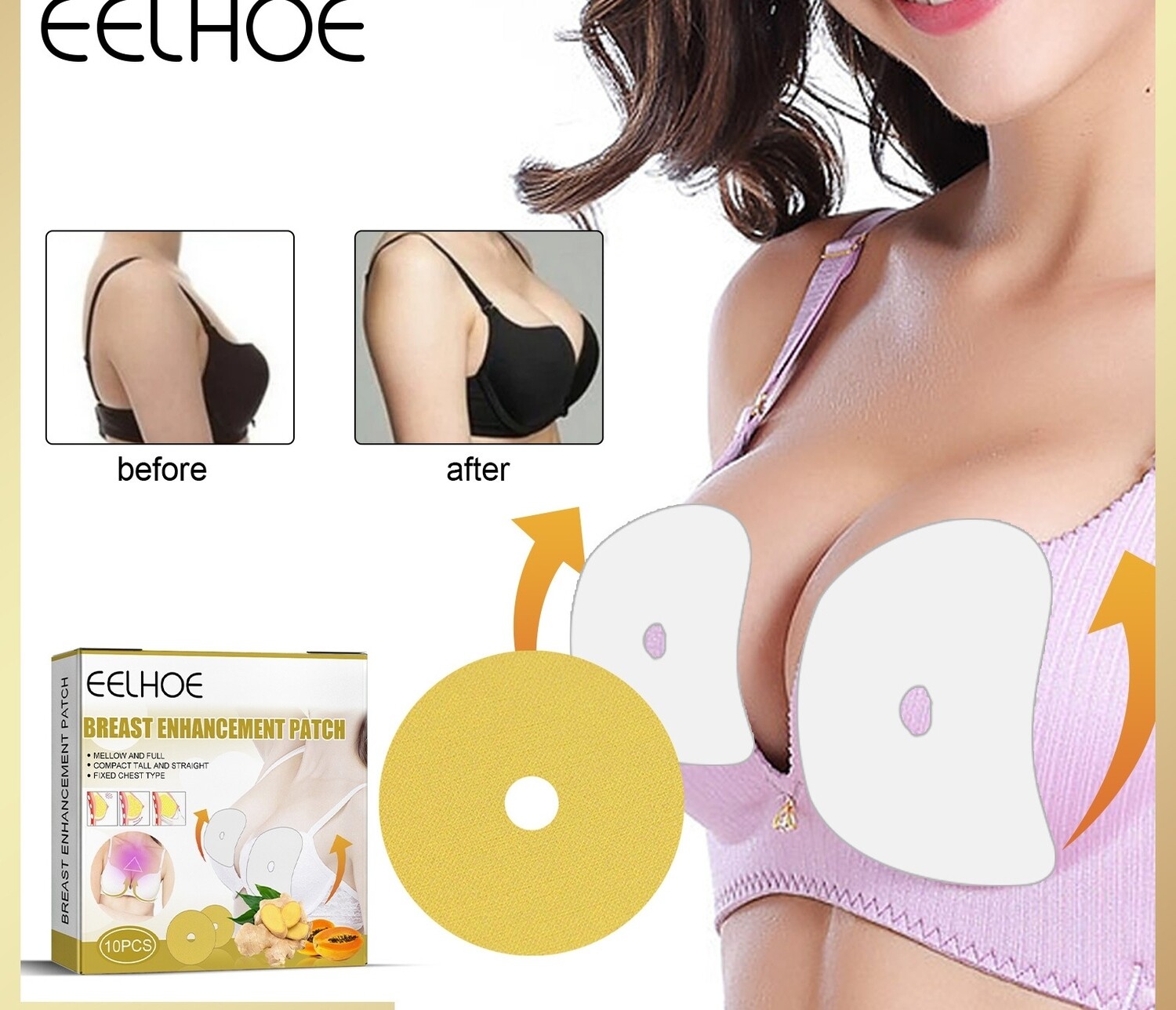 Reusable breast enlargement patch-10patches, instantly increase two cup size.