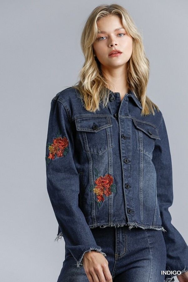 Floral Embroidered Denim Jacket