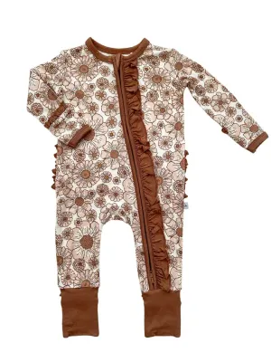 Flower Garden Ruffle Zipper One Piece