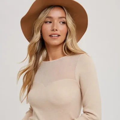 Semi Sheer Sweetheart Neck Top
