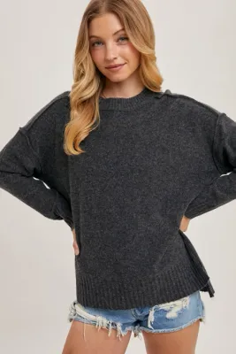 Charcoal Crew Neck Knit Sweater