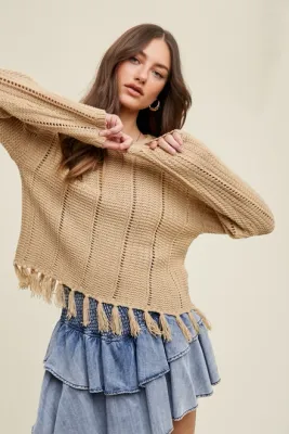 Crinkle Linen Raw Edge Top