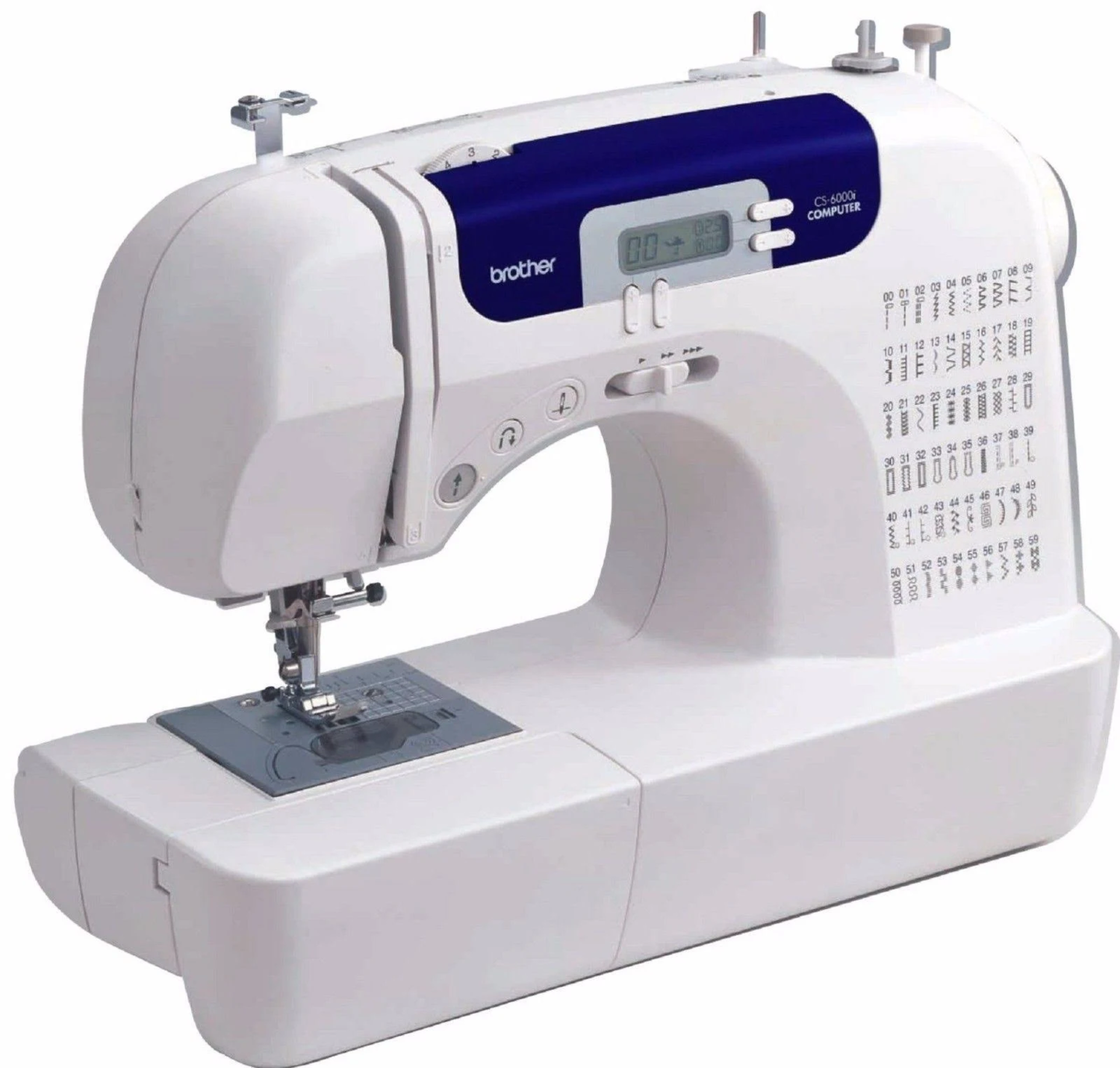 Feature-Rich Computerized Sewing Machine with 60 Built-In Stitches, White