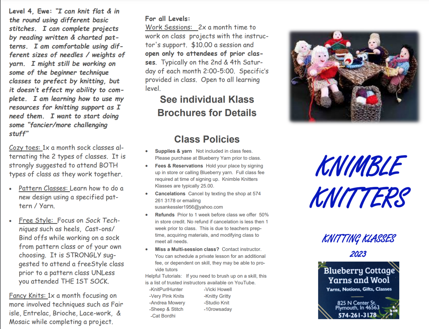 2023 KNIMBLE KNITTERS OVERVIEW - READ FIRST
