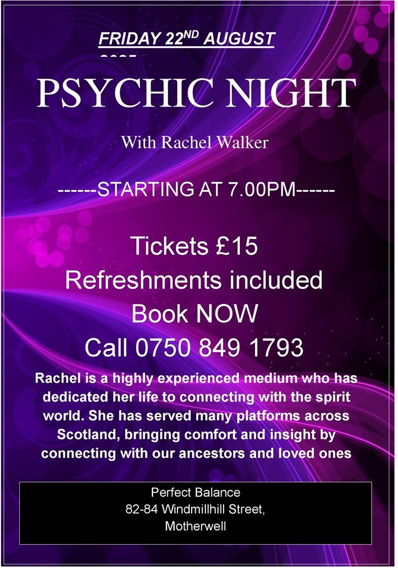 Psychic Evening   Friday 22 August 2025   Starts  7.00pm