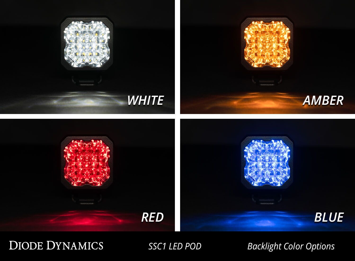 OPEN BOX - SHIPS TODAY - SSC1 Diode Dynamics Stage Series C1 White Sport Standard LED Pod (pair) WIDE Light (No Back Light)