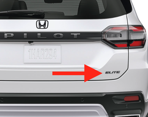 2023 2024 Honda Pilot Gloss Black ELITE Emblem - Chrome Delete