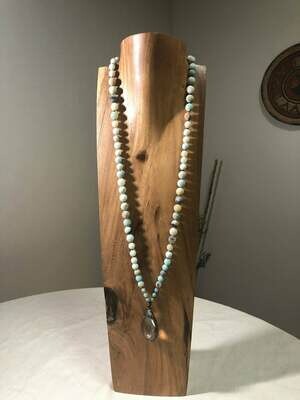 Amazonite and Crystals Pendant   Necklace
