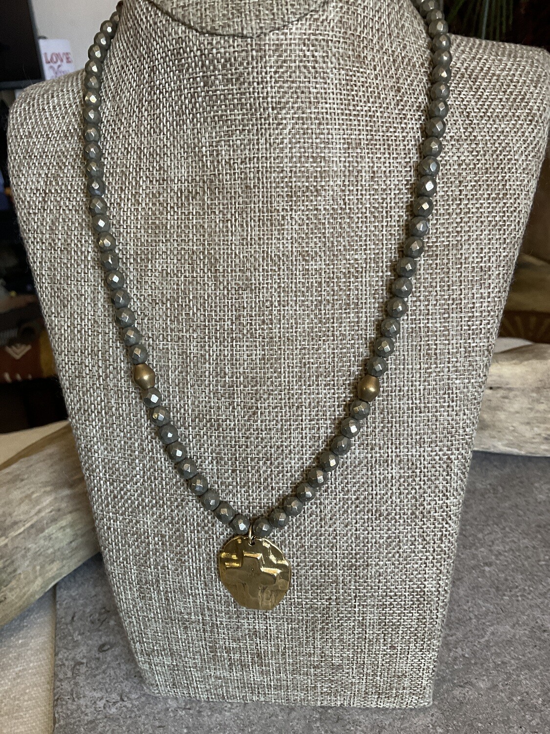 Pyrite, Ethiopian Brass, with Artisan Cross necklace