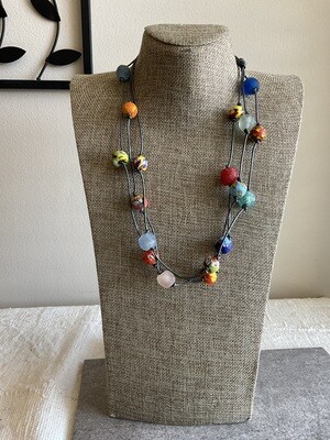 Recycle multi-Ghana Glass Necklace