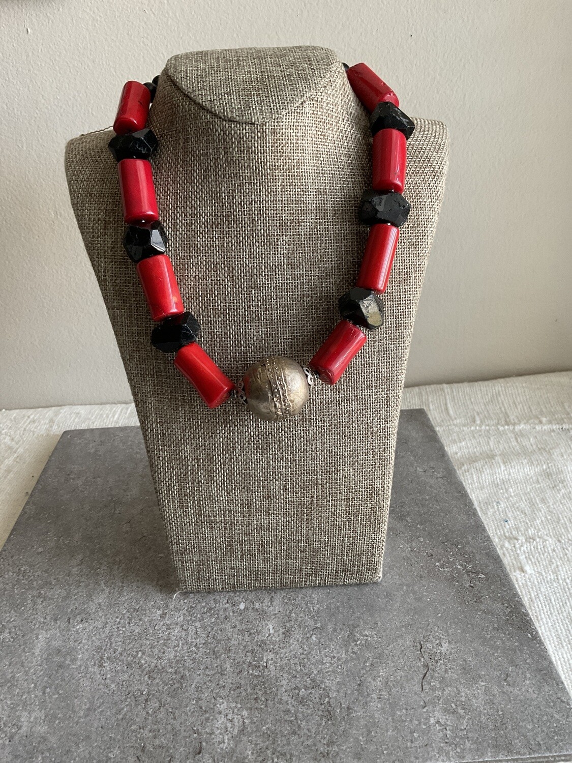 Red coral and black Tourmaline