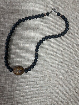 Tibetan Agate and lava stone necklace.