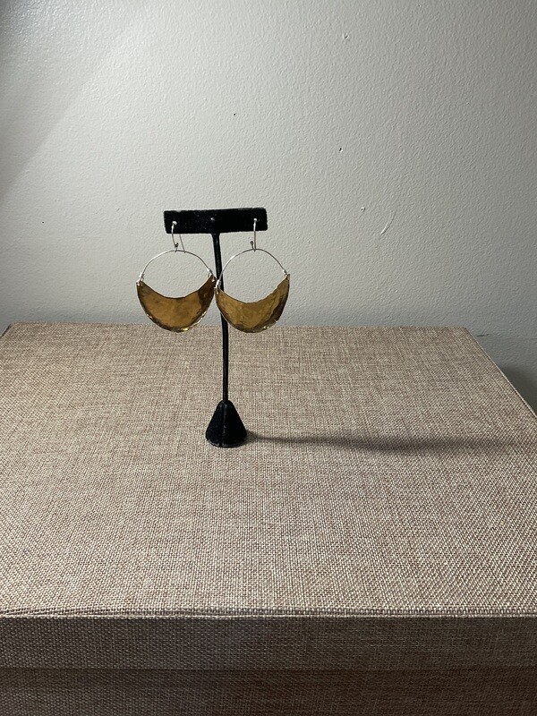 Hammered Gold Brass Fulani half hoops