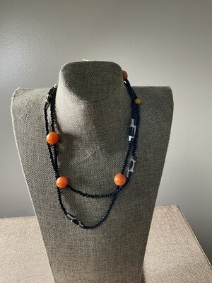 Bone and Amber Wrap Necklace
