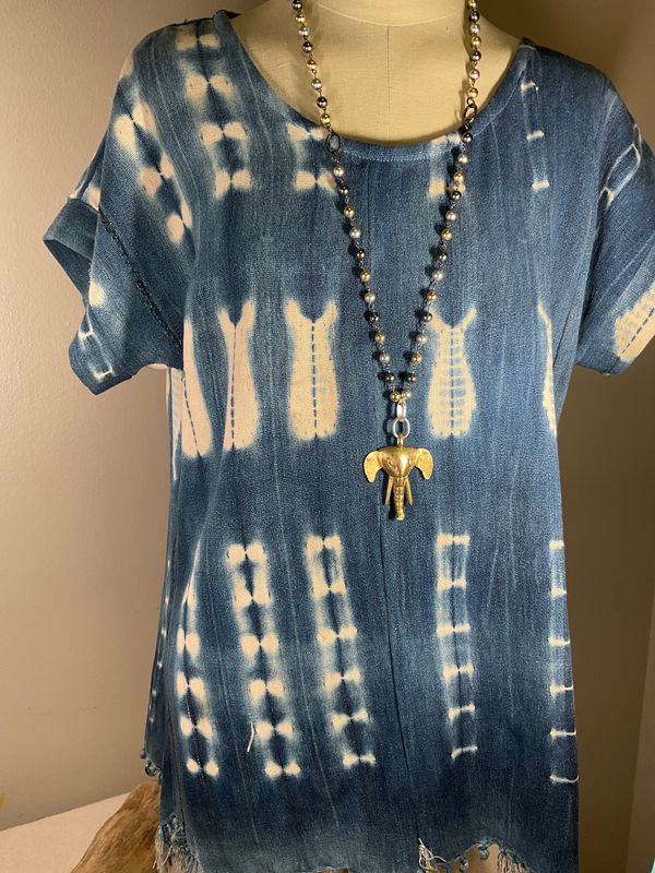 Indigo shibori Mudd Top