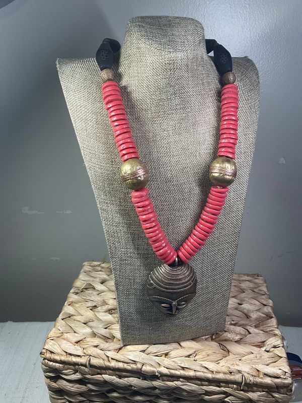 African Passport  Tribal Mask Necklace